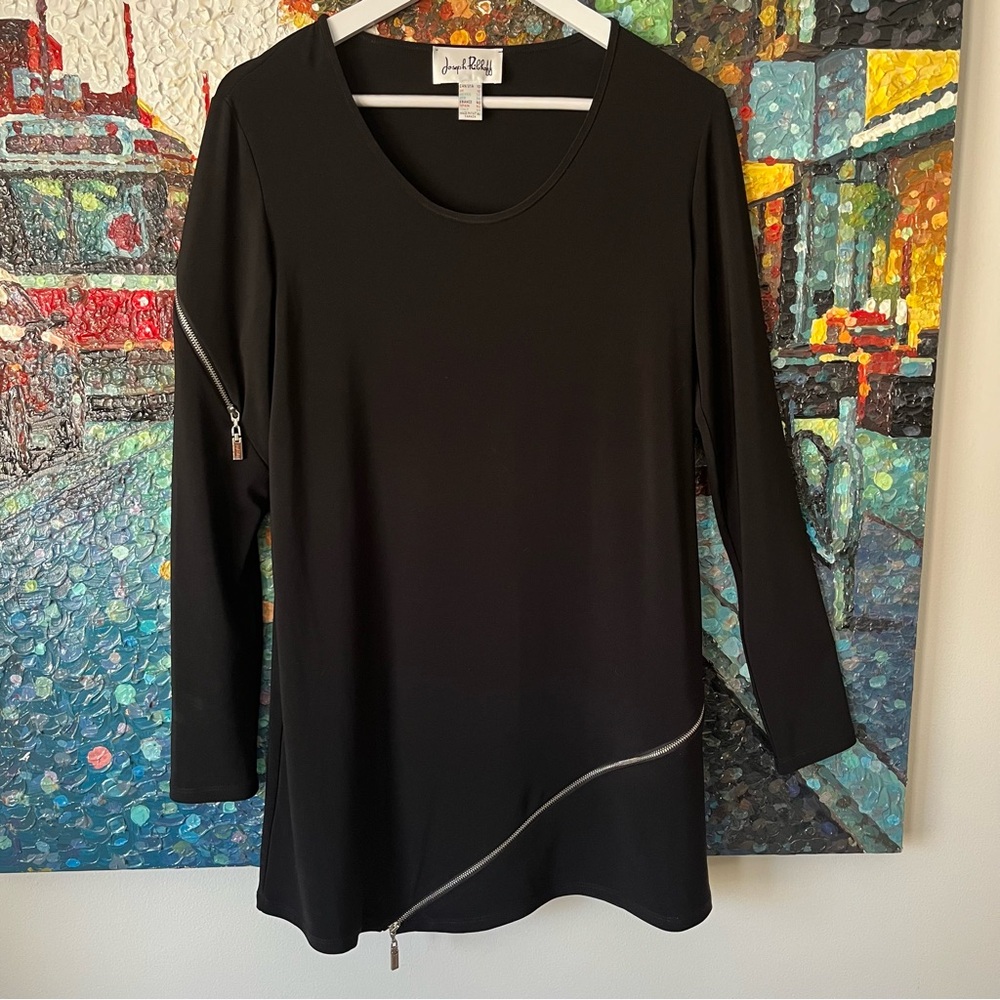 NWOT Joseph Ribkoff Black Zipper Tunic Top Dress - Picture 2 of 7